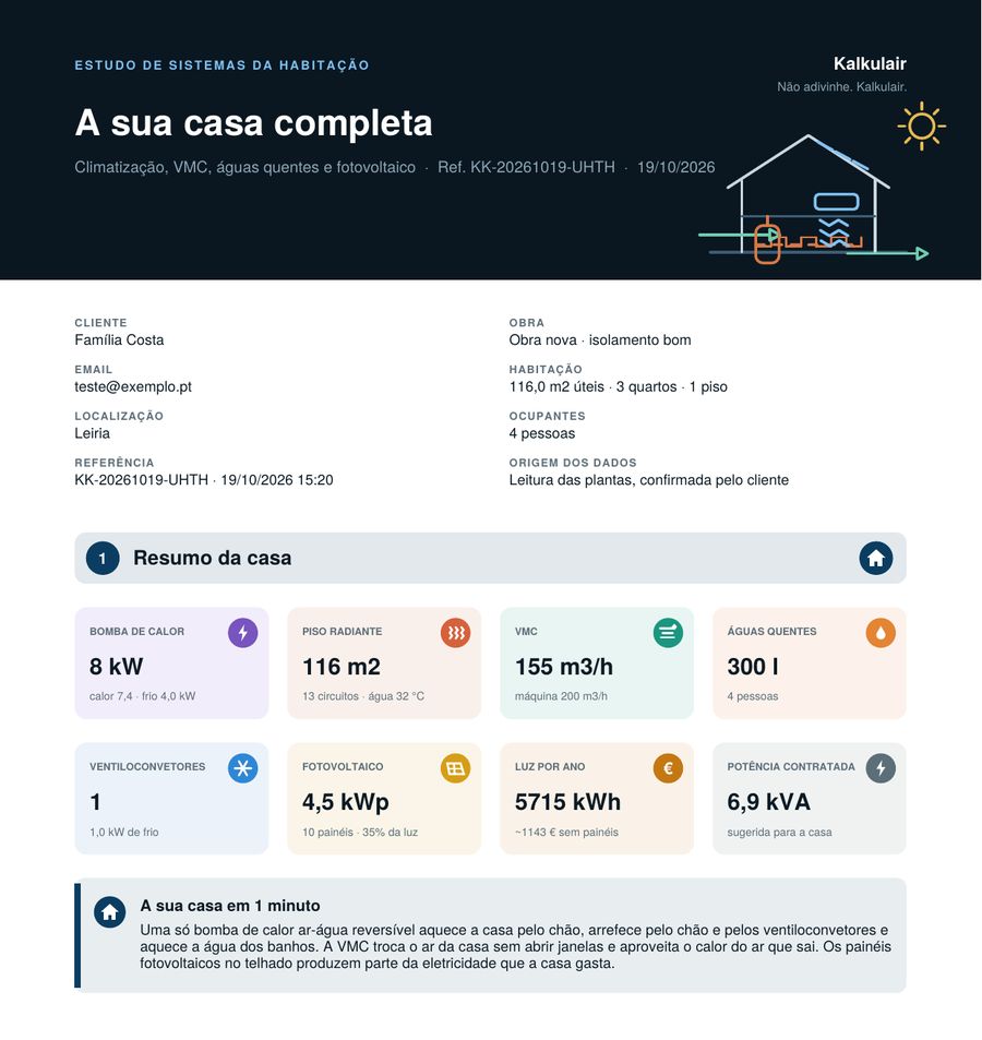 Capa do relatório com o resumo da casa